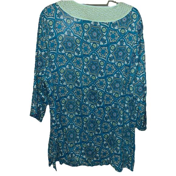 Saint Tropez West Top Women Plus Size 2X Linen Blend Embroidered Tunic Resort - Picture 2 of 9